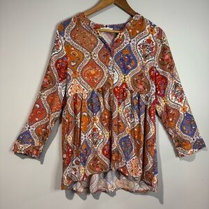 Christian Siriano Women's Size Small Floral Paisley Peplum Blouse Boho Peasant